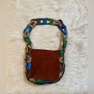 SC103 Drum Bag Suede Leather Links Tobacco Brown